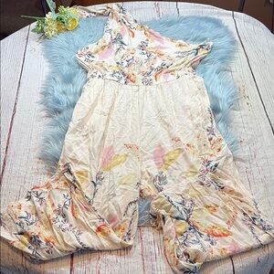 Free People Floral Cream Jumpsuit